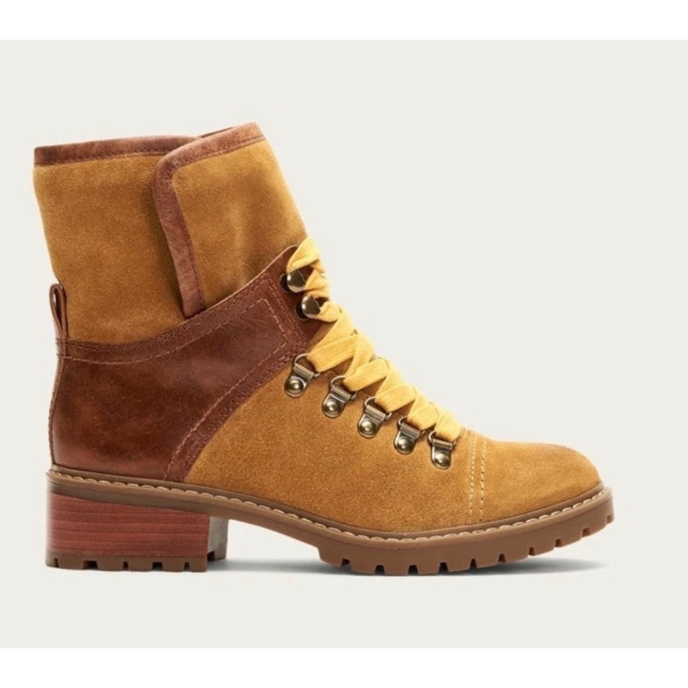 Frye Hiker Boots Lace Up Leather Suede Sherpa Women's Size 6 Luxury Utility